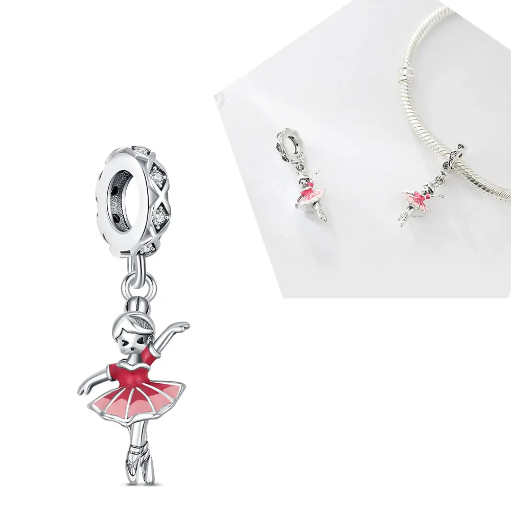 Abalorio de Robot con cuentas de coche para mujer, colgante rosa de Plata de Ley 925, compatible con Pulsera Original, joyería de moda DIY, regalo de amor elegante