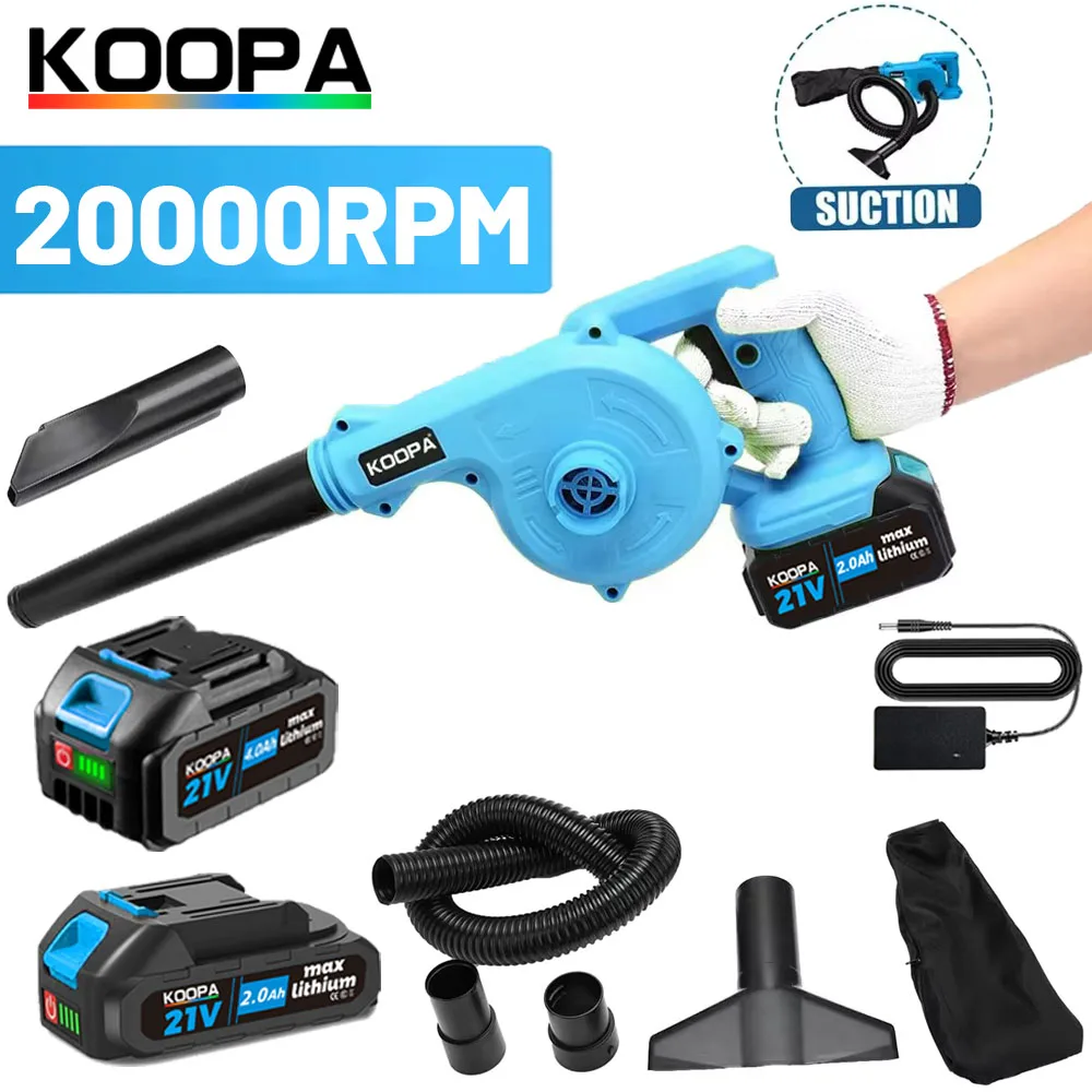 Koopa Tool 2-in-1 Lightweight Mini Blower, Handheld Electric Cordless Blade Blender & Vacuum