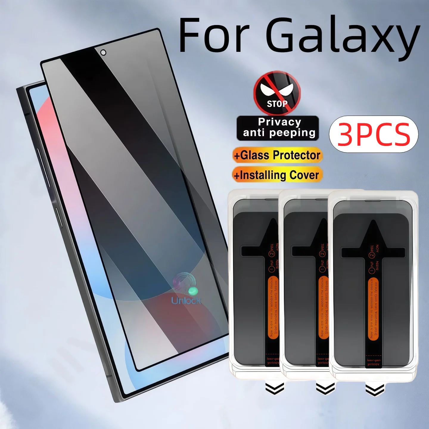 

3PCS Pack Anti-Spy Tempered Glass Screen Protector Compatible with Galaxy S25Ultra/S25Plus/S25/S24Ultra/S24Plus/S23Plus/S22Plus