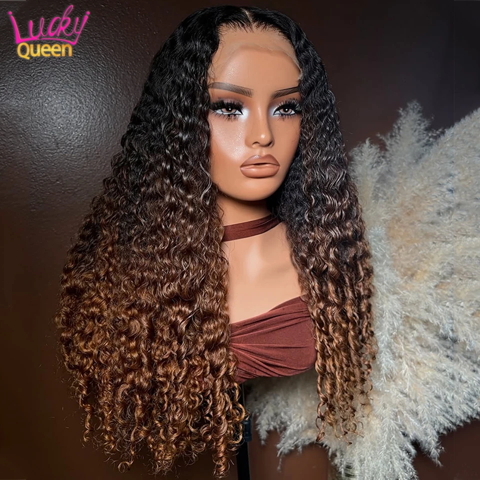 Highlight Brown Curl Human Hair wig 13x6 13x4 Lace Front Human Wig For Women 5x5 Lace Closure Wig Jerry Curly Wave  Glueless view 3