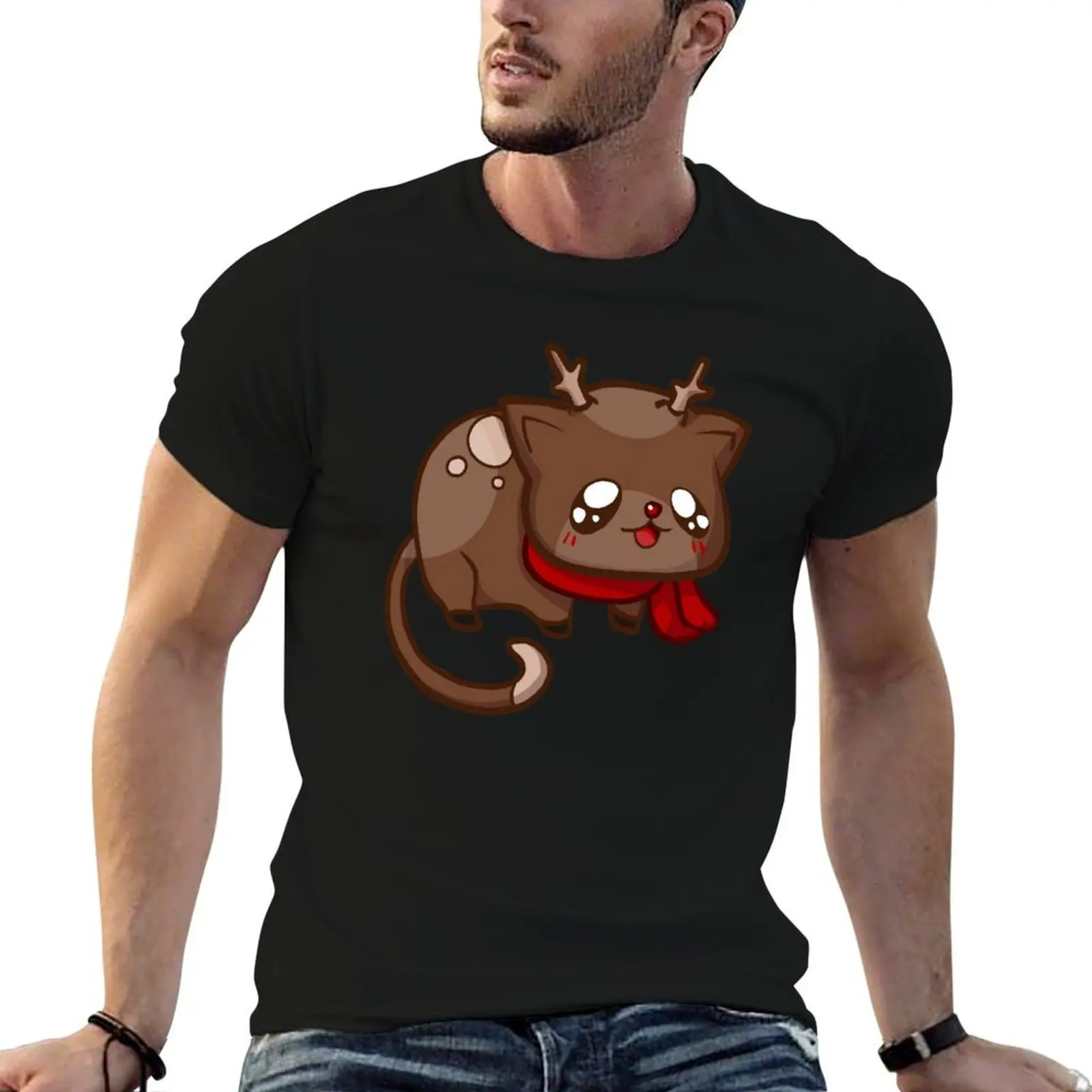 

graphic t designer t man shirts brand Reindeer Kitty high shirt t T-Shirt man quality man shirts luxury