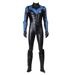 Game Bat Arkham City Clothes Cosplay Costume Dick Grayson Role-playing Bodysuit Halloween Carnival Outfit  With Shoe Covers