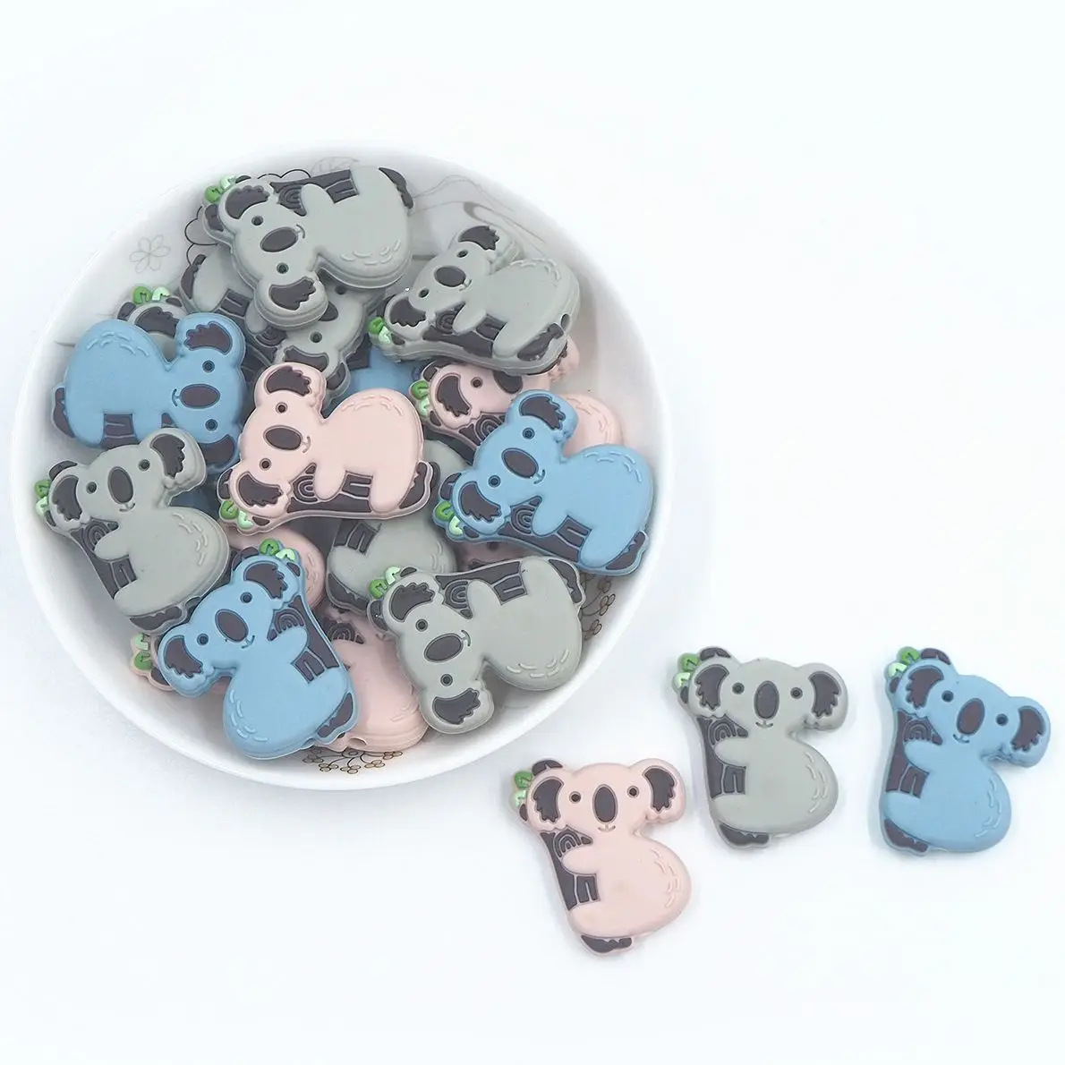 Chenkai 10PCS Koala Focal Beads Silicone Charms For Pen Making Character Beads For Beadable Pen DIY Baby Pacifier Dummy Chains