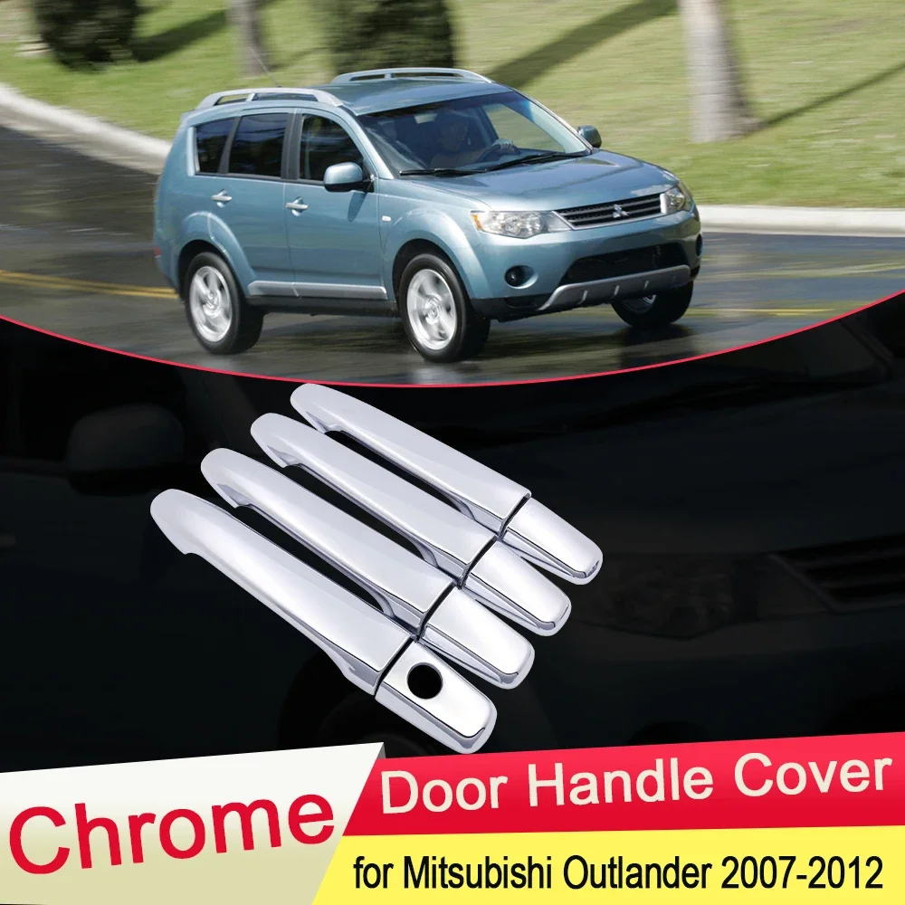

for Mitsubishi Outlander MK2 2007 2008 2009 2010 2011 2012 Chrome Door Handle Cover Exterior Trim Car Cap Stickers Accessories