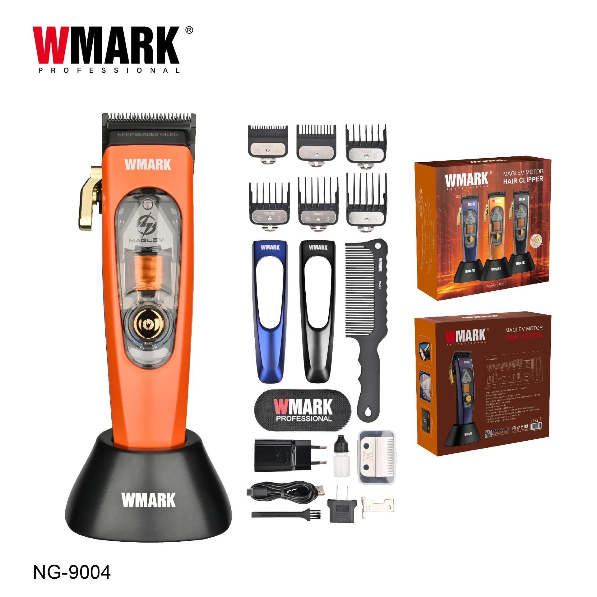 WMARK Maglev Electric Scissor NG-90004B Professional Hair Clipper DLC Blade LCD Digital Cross border Edition