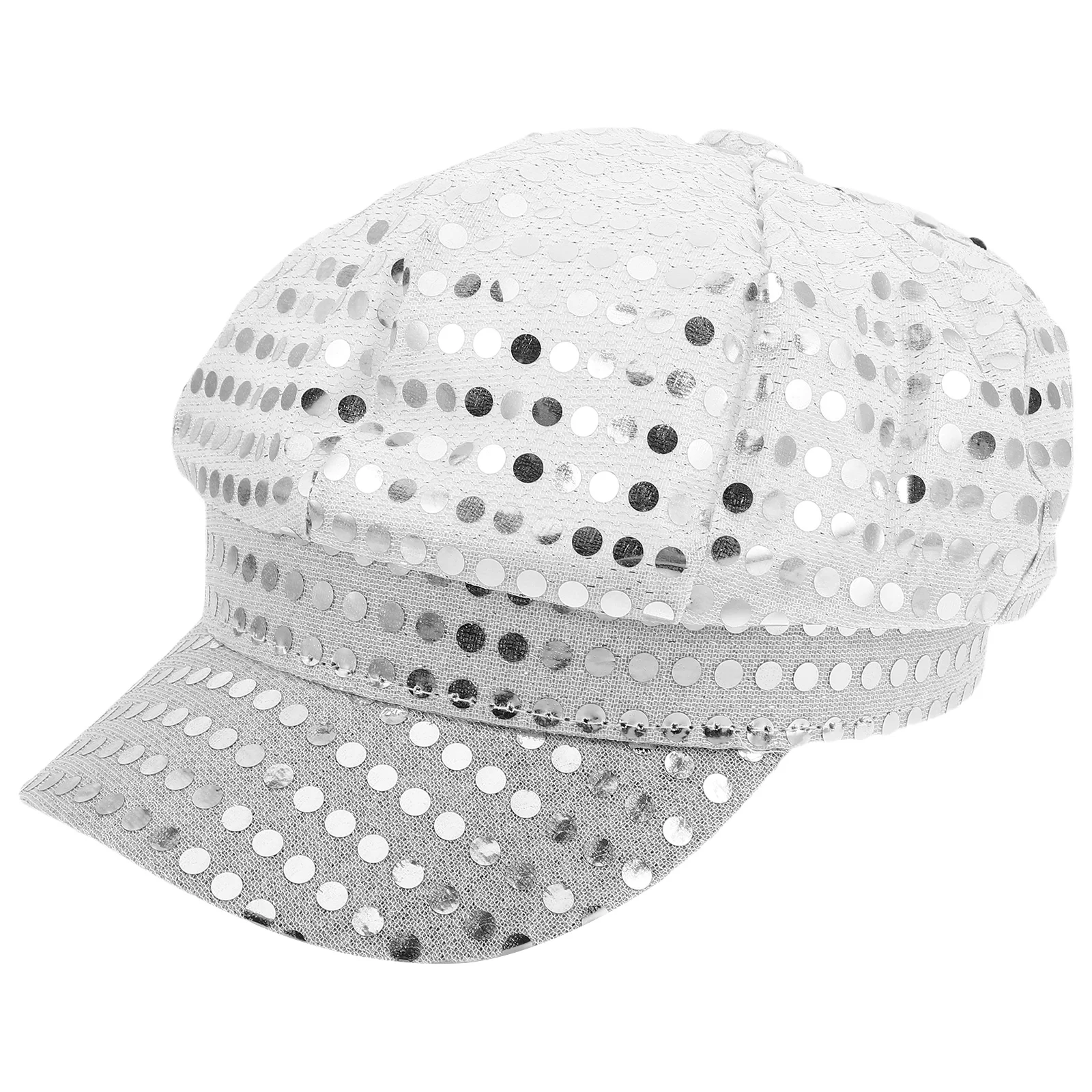 Cappello ottagonale con paillettes retrò per donna uomo Berretto da discoteca scintillante Finitura a specchio Accessorio per performance sul palco in stile vintage
