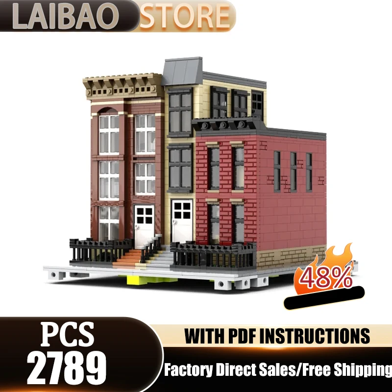 

Модель городского пейзажа, строительные блоки MOC, модель американского таунхауса, технологические кирпичи, игрушки для самостоятельной сборки, конструктор, подарки