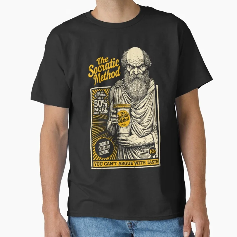

Socrates Funny Philosophy Socratic Method Retro Vintage Ad Funny Stoic team Greek Philosopher gift T shirt large size Adult Tops