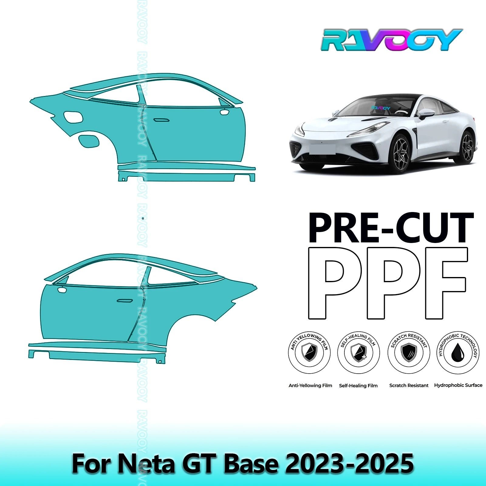 

For Neta GT Base 2023-2025 8.5mil Clear Matte Pre-Cut PPF Door & A/B Pillar Kit TPU Paint Protection Film Set