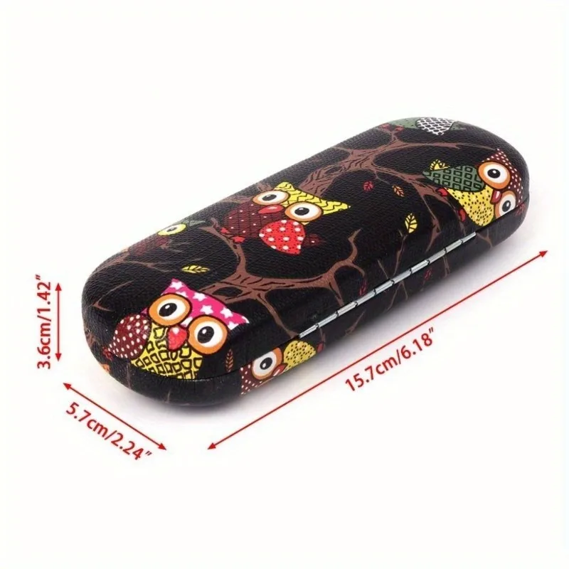 1pc feminino óculos caso dos desenhos animados bonito coruja animal óculos de sol protetor de armazenamento portátil couro duro caixa de óculos de leitura