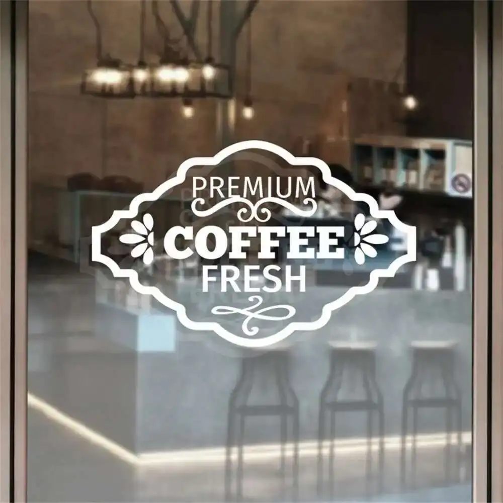 Window Glass Door Decoration Sticker Window Flower Coffee Gourmet Dessert Cake Shop Decoration Sign Background Wall Stickers