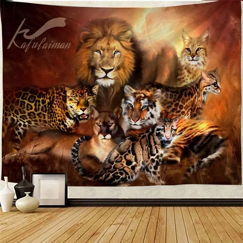 Tiger Tapestry Lion Culture Home Decor Gift Animal Bedroom Living Room Wall Art  Aesthetics