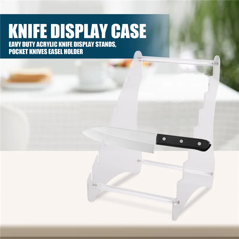 AT53 حامل عرض سكاكين أكريليك شديد التحمل، حامل سكاكين الجيب، رف سكاكين النجاة للصيد، قطعة واحدة (ثمانية طبقات) #4