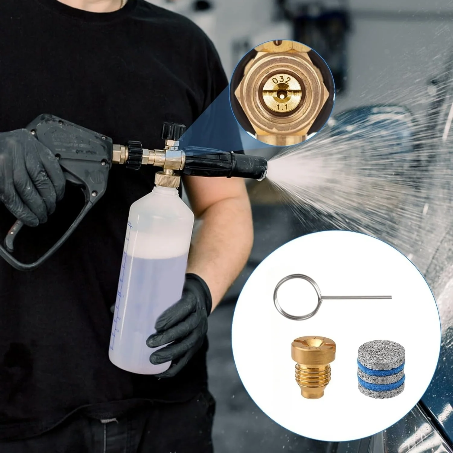 1,0-14 мм насадки для пенопластовой пушки с сетчатым фильтром для пенообразователя, аксессуары для мытья пены высокого давления, замена