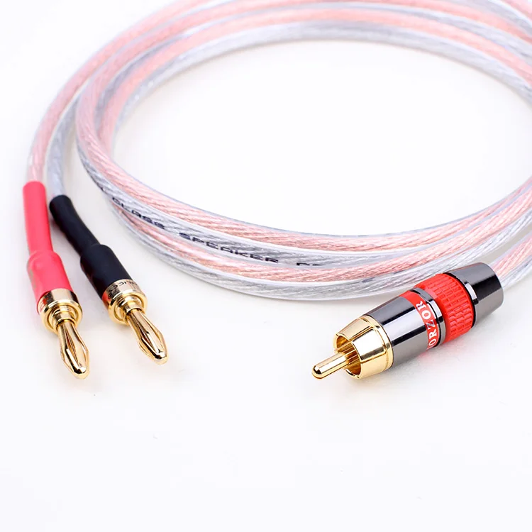 HIFI OFC RCA do 2 podwójny banan/Pin wtyk bananowy głośnik Stereo kabel Audio do wzmacniacza M50WM60 głośnik 0.5m 1m 1.5m 2m 3m