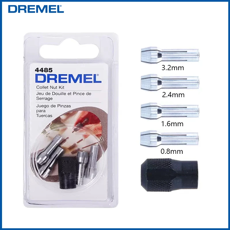 Dremel 4485 Collet Nut Set Quick Change Accessories Kit Mini Drill Chuck Attachment 1 Collet Nut Cap 4 Sleeves For Rotary Tool