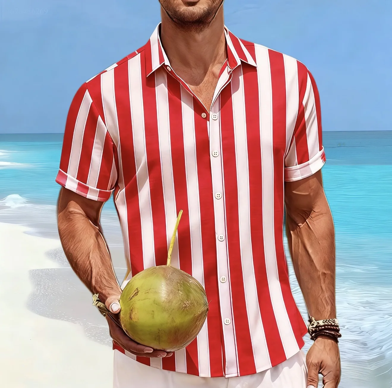 

14 colors men's shirts summer beach Hawaiian shirts vacation street short-sleeved striped lapel shirts large size design