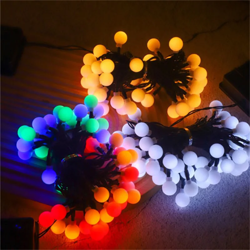 100 LED Solar String Lights Outdoor Frosted Globe Fairy Light IP65 8 Modes for Halloween Christmas Party Garden Decoration