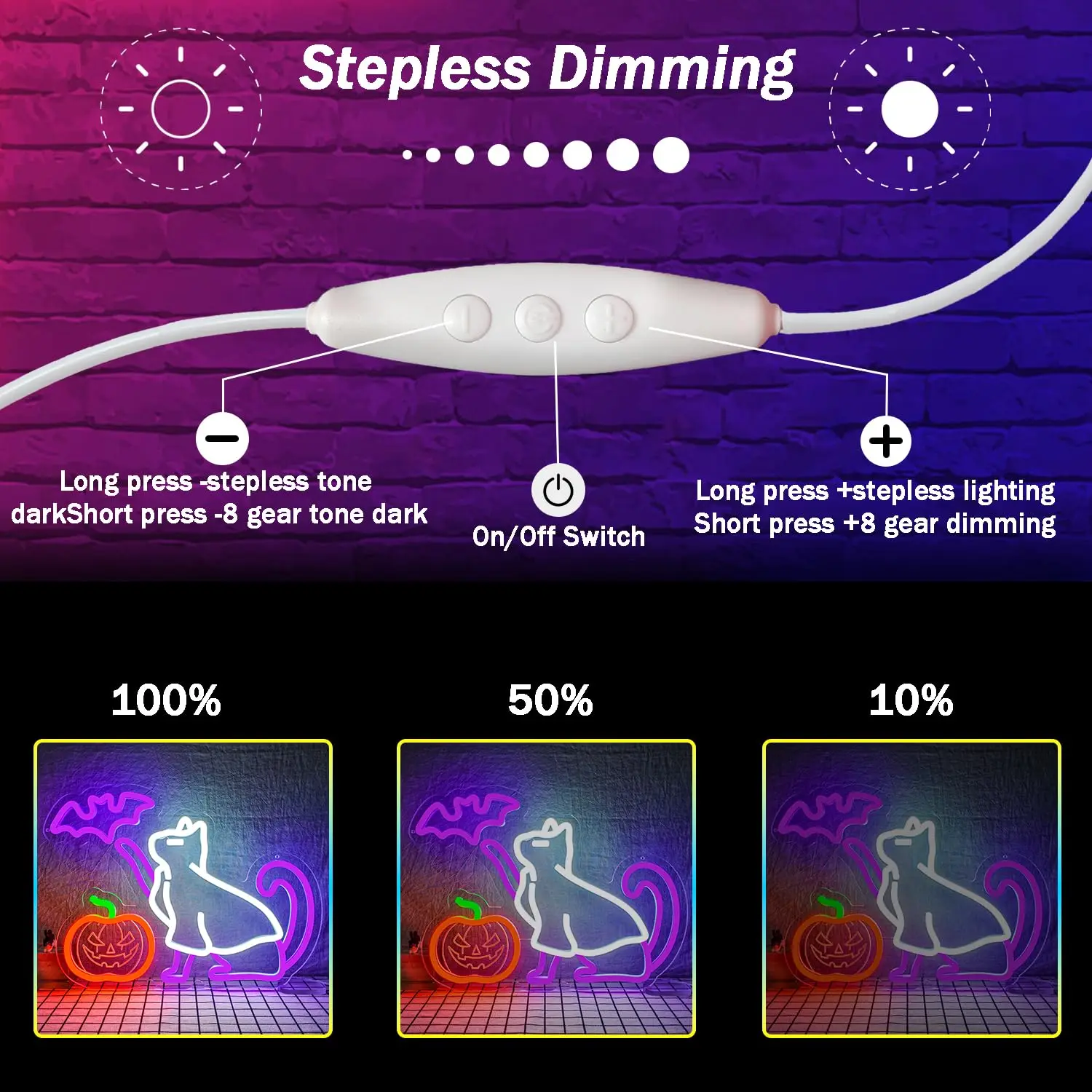 Halloween Ghost Cat Neon Sign Dimmable Light Up Sign Wall Decor for Bedroom Men Cave Home Halloween Party