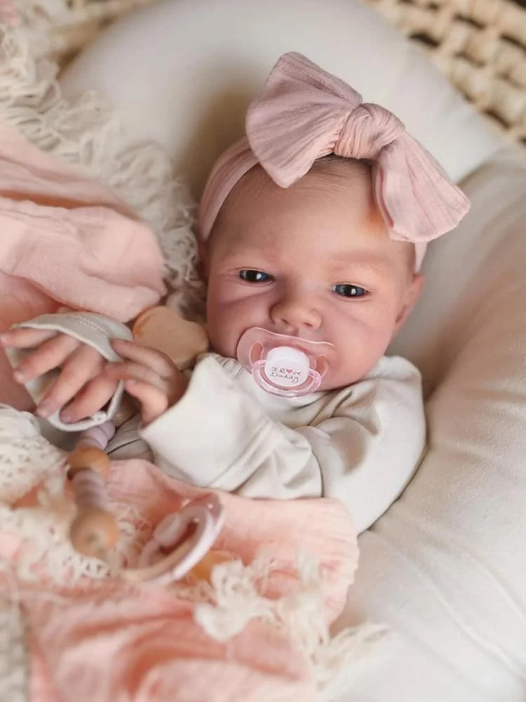 NPK 19inch August Awake Reborn Baby Doll Lifelike Soft Touch 3D Skin Visible Already Painted Finished Same as Picture