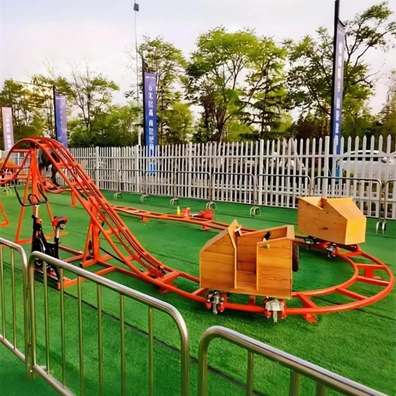 Outdoor theme park Large roller coaster train Unpowered roller coaster Human powered train