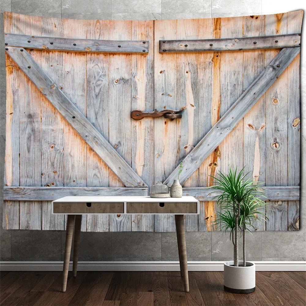 3D Print Wood Door Pattern Tapestry Wall Hanging Tapiz Hippie Psychedelic Background Wall Decor Cloth for Bedroom Living Room