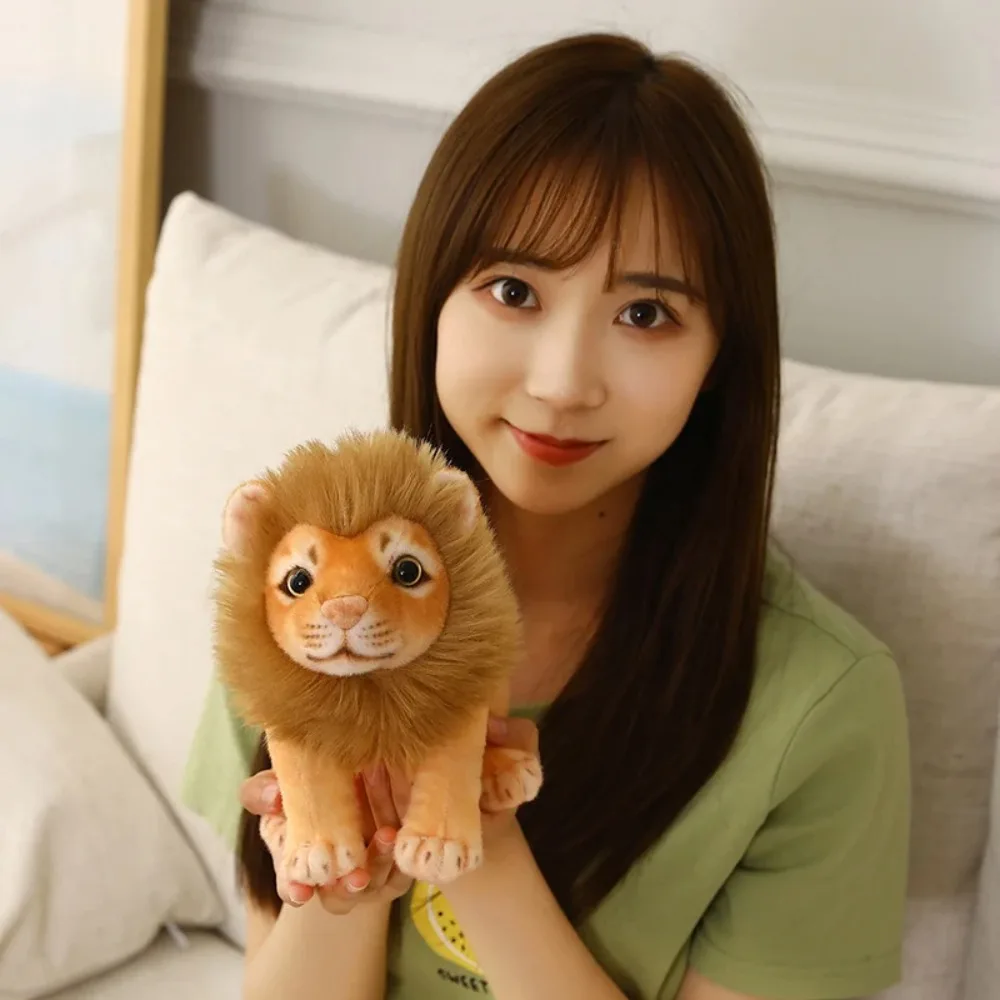 Forest Animal Simulation Male Lion Plush Toys Plush Doll Lion Lifelike Male Lion Stuffed Dolls 23/28cm Soft