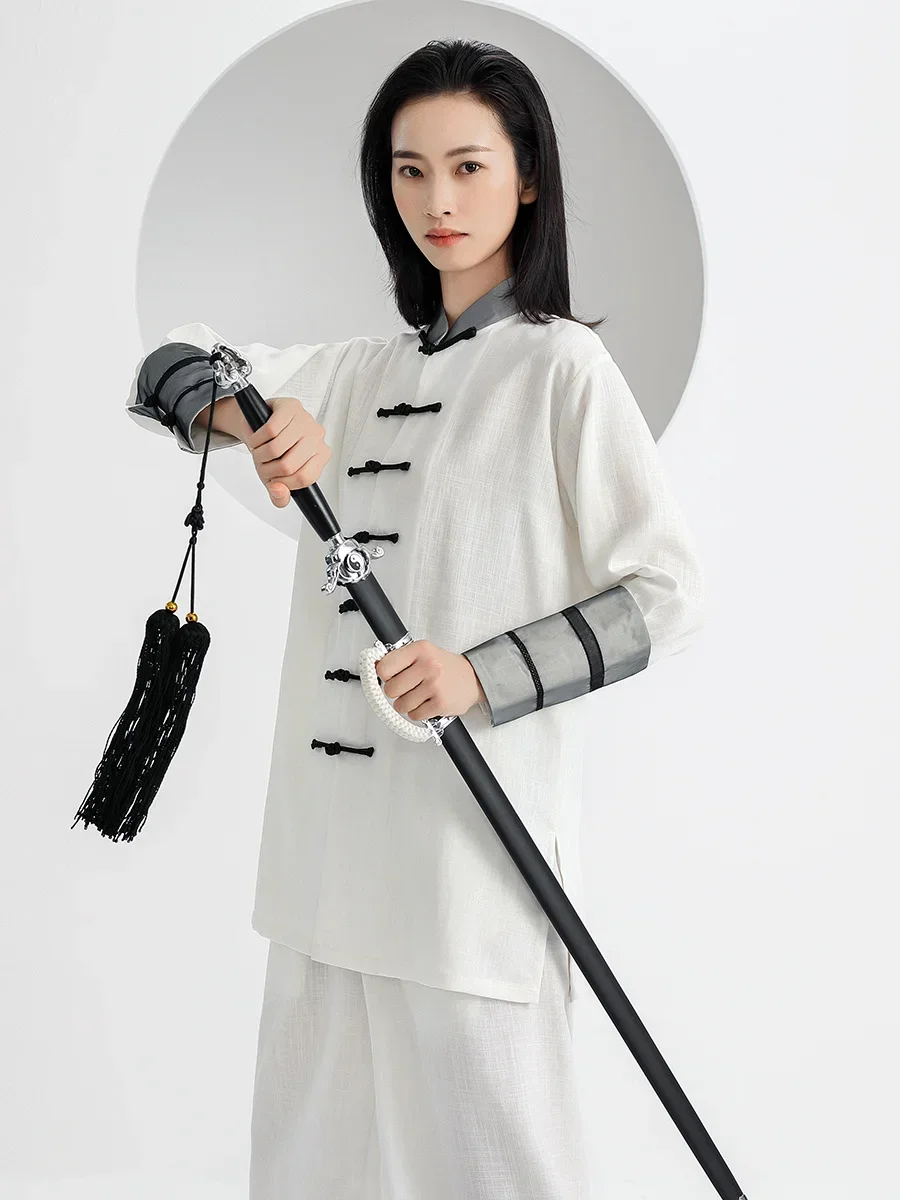 2024 Fashionable Kung Fu Tai Chi Uniform Traditional Chinese Clothing Martial Arts Uniform Performance Suit Free Shipping White