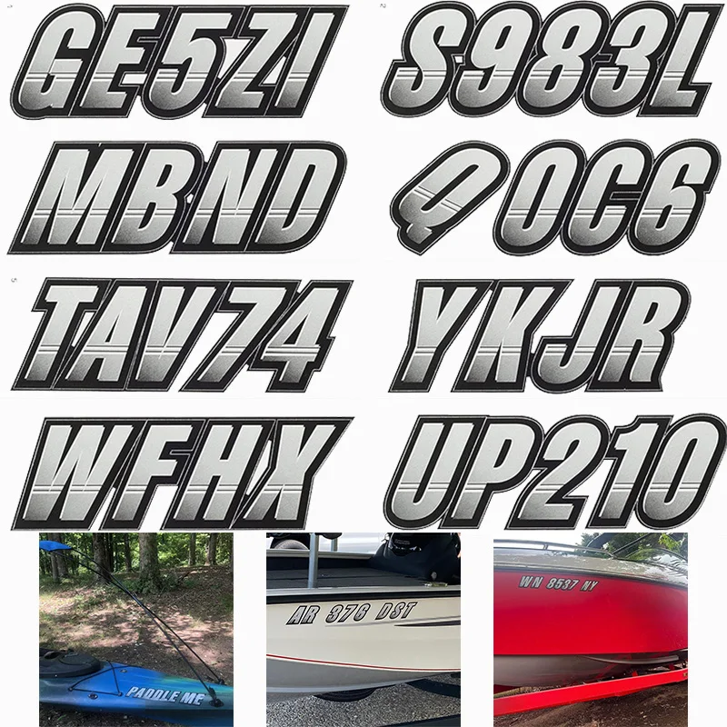 

Наклейки на лодку с цифрами и буквами, водонепроницаемые виниловые наклейки для лодки PWC, регистрации, универсальные для DIY, каяка, рыбацкой лодки, каноэ, автомобиля, грузовика
