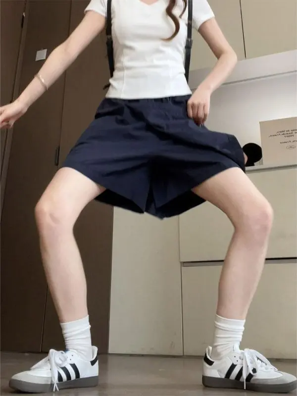 

Свободные широкие шорты-карго для женщин, повседневные брюки, новинка ранней весны 2025, из ледяного шелка, в стиле Ямамото