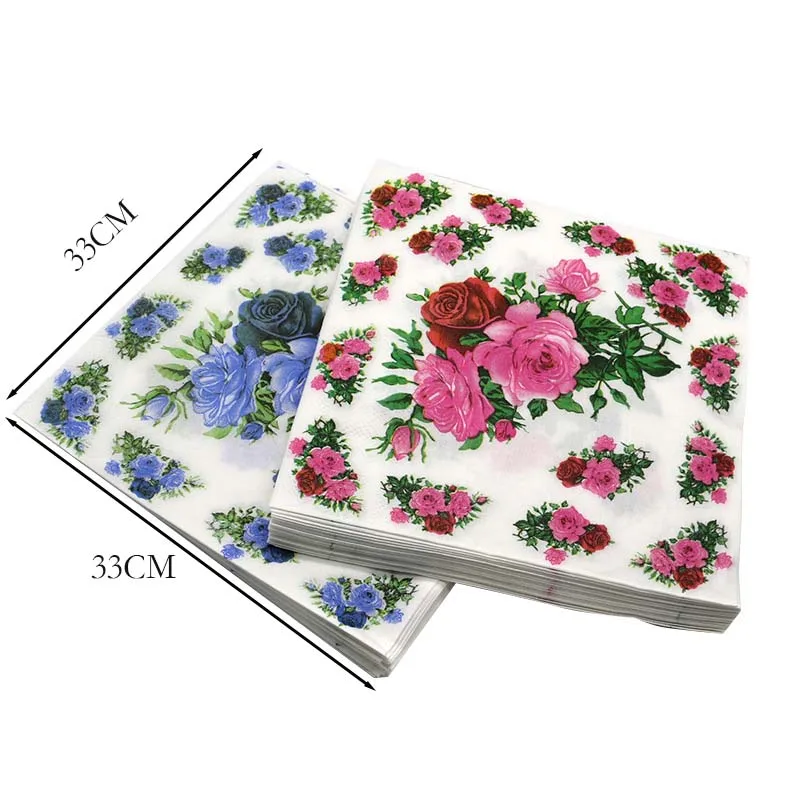 20 Pcs Disposable Napkins Virgin Wood Pulp Color Printing Napkin Facial Tissue Double Square Tissue Hotel Restaurant Multicolor