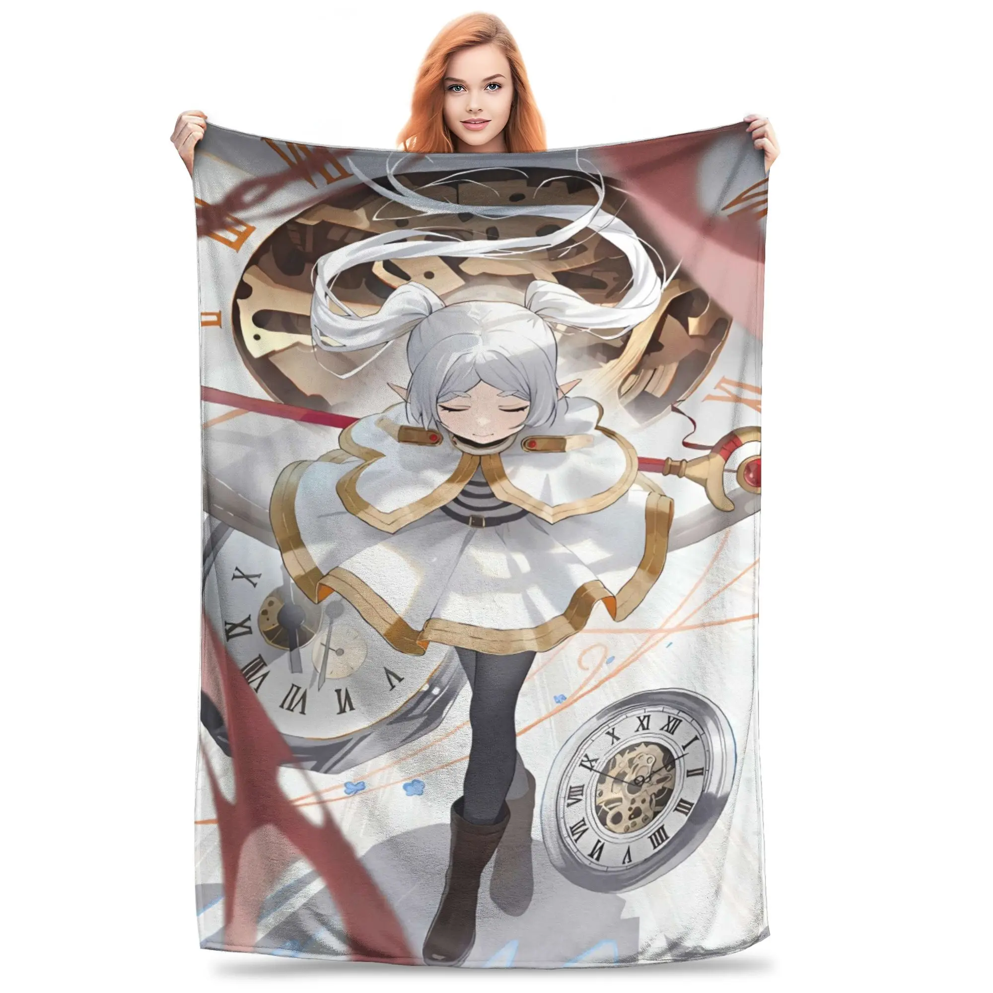 

Теплое мягкое одеяло для детей и взрослых, для кемпинга Sousou No Frieren, фланелевое покрывало для домашнего декора, новинка, чехол для дивана-кровати