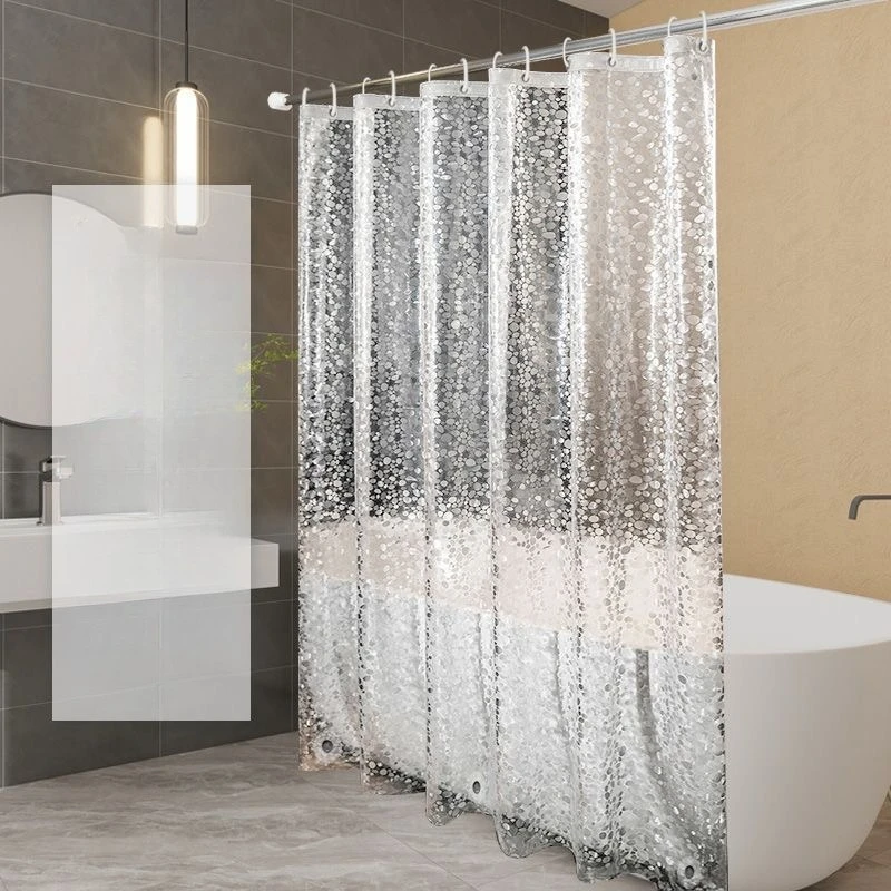 Clear 3D Cobblestone Shower Curtain Waterproof Anti-mildew Heavy Duty PEVA Curtain Liner with Hooks for Bathroom
