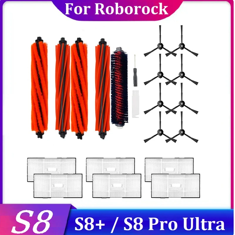 21PCS For Roborock S8 /S8+/ S8 Plus/ S8 Pro Ultra Robot Vacuum Dual Main Brush Side Brush Hepa Filter Accessories Kit