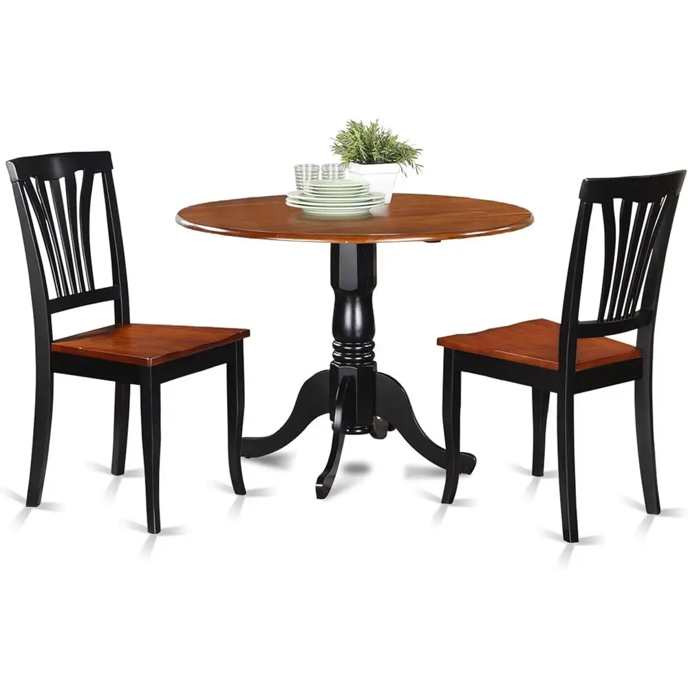 

Обеденный набор из 3 предметов: круглый стол с откидной столешницей и 2 стула, 42x42 дюйма, черный и вишневый цвет.