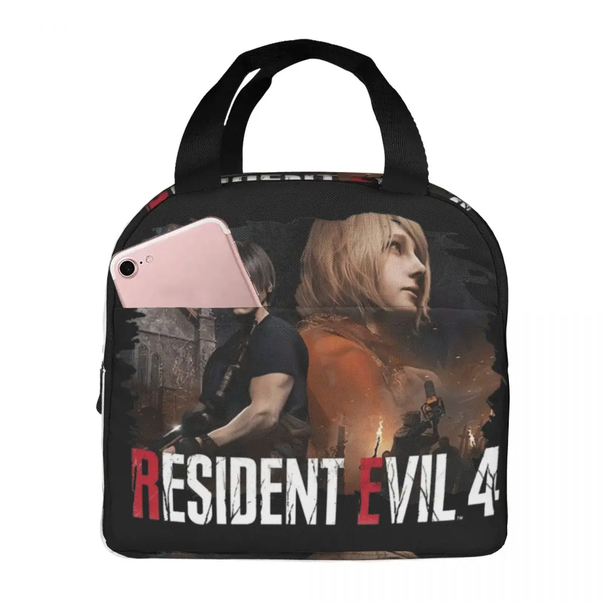 Lunch Bag for Men Women Resident Evils 4 Leon Kennedy Thermal Cooler Portable School RE4 Funny Games Oxford Lunch Box Handbags