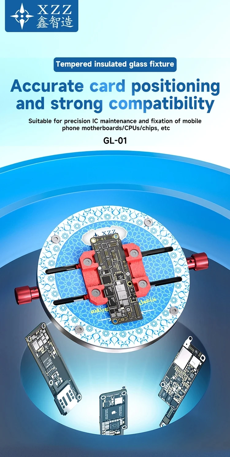 XZZ GL-01 Tempered Glass Universal Fixture for Mobile Phones Mainboard PCB Board CPU Chip IC Planting Tin Holder Repair Tools