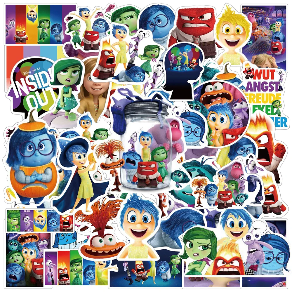 Disney Cartoon Inside Out Adesivos, Decalques impermeáveis, Graffiti Telefone, Laptop, Bicicleta, Vinil Legal Adesivo para Crianças, Brinquedos, 10 Pcs, 30 Pcs, 50Pcs