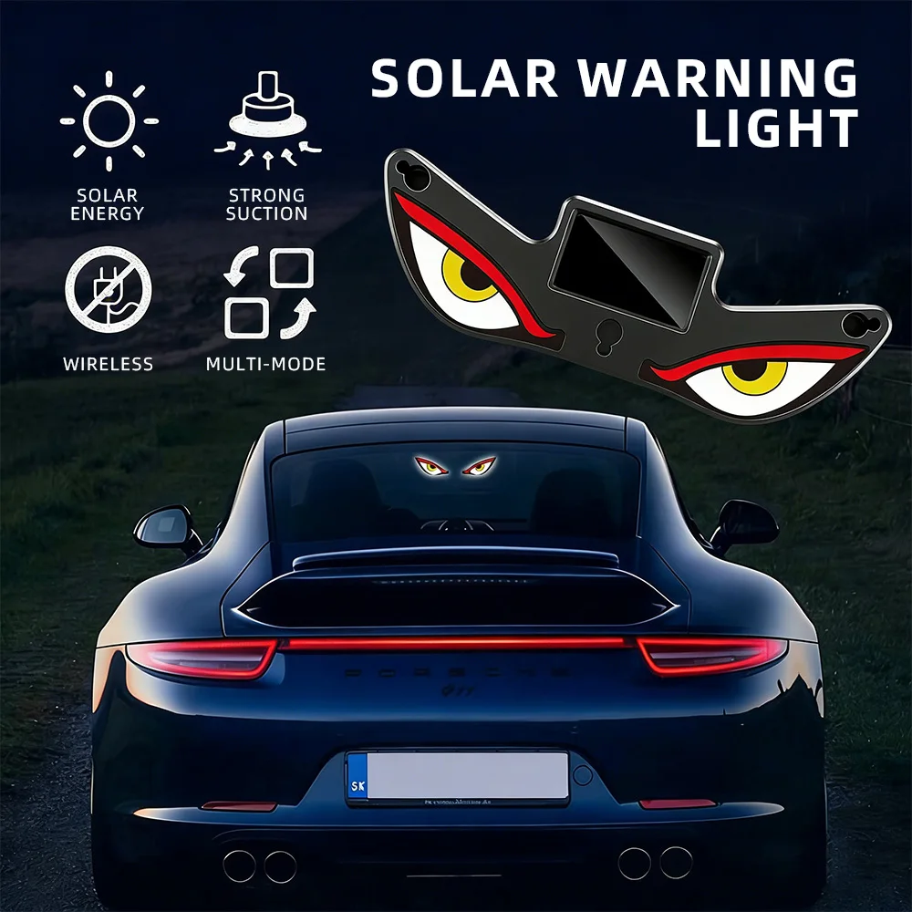 Cool DEMON EYE Ambient Light Solar Powered Breathing Neon Light Car Decoration Rear Windshield Atmosphere Lights Car Accessories image 2