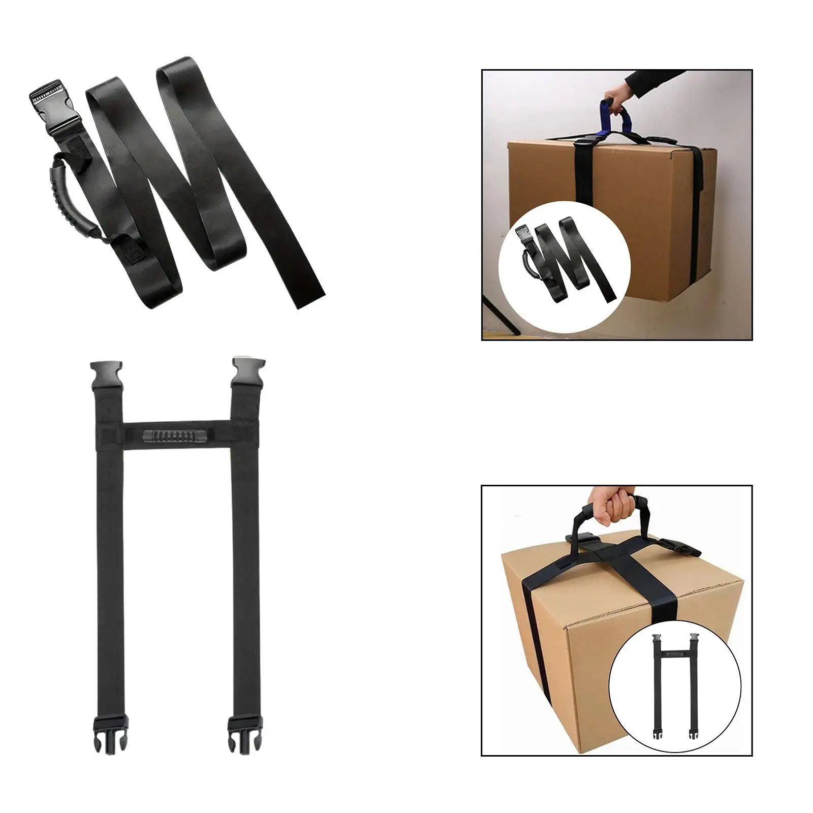 Box Carrying Strap with Handle Portable Heavy Duty Strong Load Capacity Black 6.3ft High Stability Adjustable Belt Handheld Belt