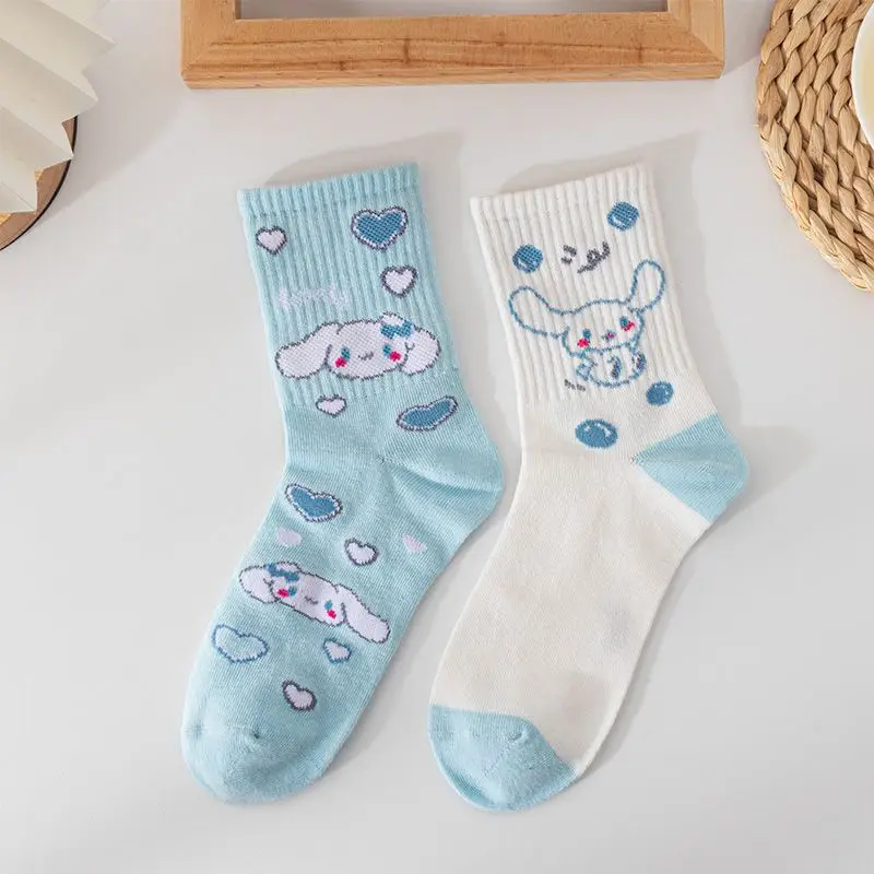 5 Pairs Cartoon Kawaii Cinnamoroll Kids Socks Anime Sanrio Tube Socks Student Socks Girls Socks Set Cotton Birthday Gift