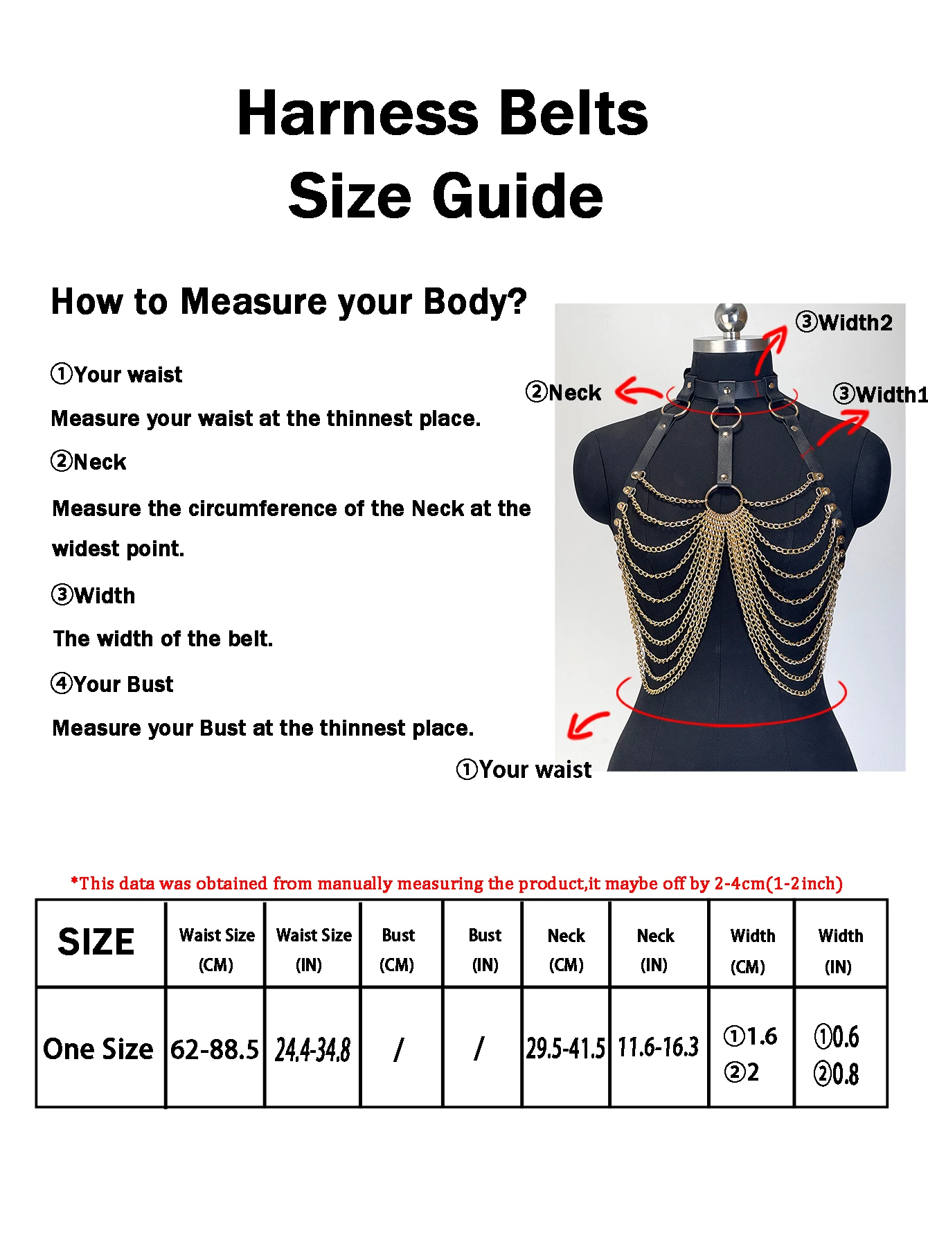  Frauen PU Leder Harness Gürtel Gold Taille Kette Harness Mode Bund Zubehör Freizeit Punk Gothic Kleidung Schmuck Gürtel – Detail 5