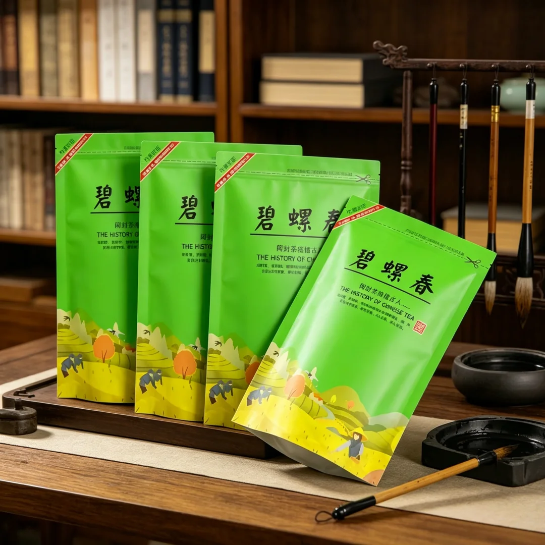 Chinese Longjing Tea Set Zipper Bags Maojian Biluochun Green Tea Recyclable Sealing Packing Bag NO Packing Bags