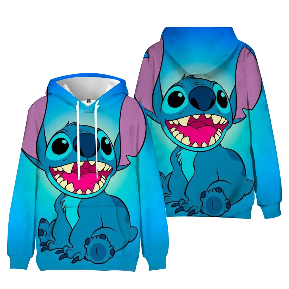 2024 New Disney Stitch Cartoon Cute Loose Hooded Hooded Hoodie Girl\'s Friend Dress Couple Dress Casual Fashion Hoodie Top Coat