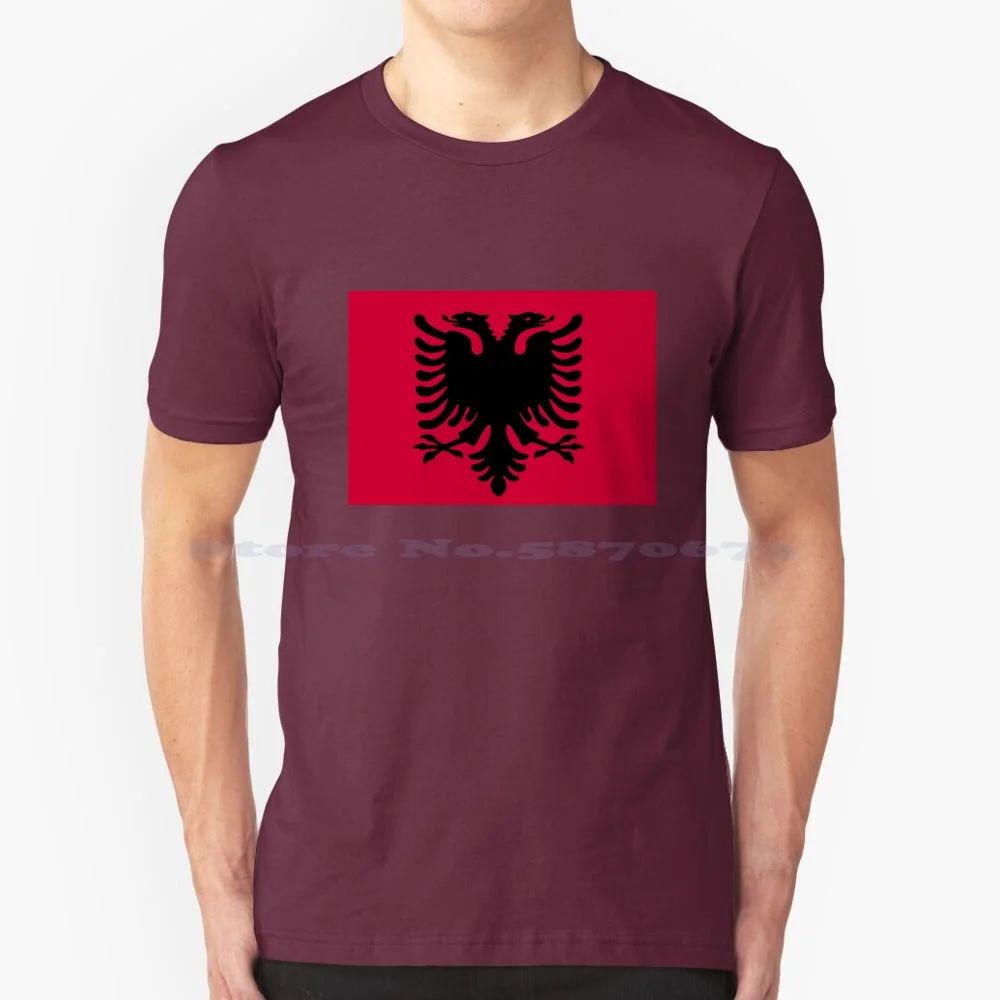 Albanian Flag T Shirt 100% Cotton Tee Albanian Tirana Double Headed Eagle Eagles Berat