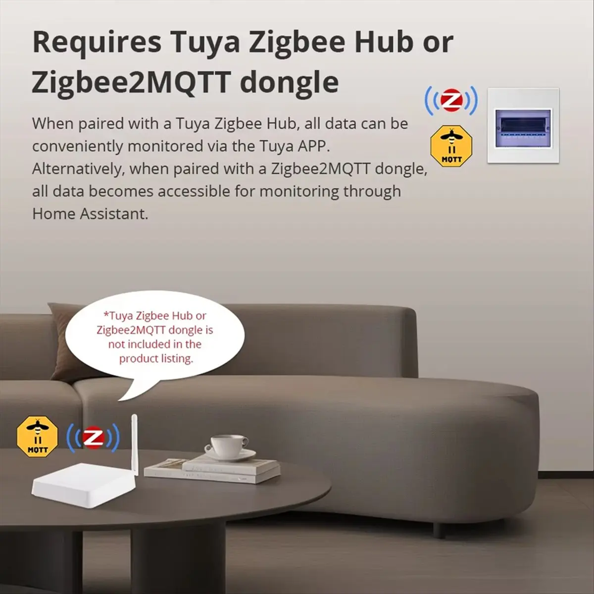 Top Sale Tuya Zigbee Smart Meter 2 Phase Max 120A Real-Time Power Monitoring with 2 Clamps