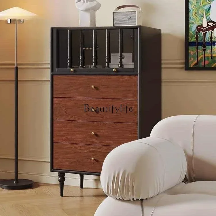 

44Medieval solid wood chest retro simple living room decorative cabinet
