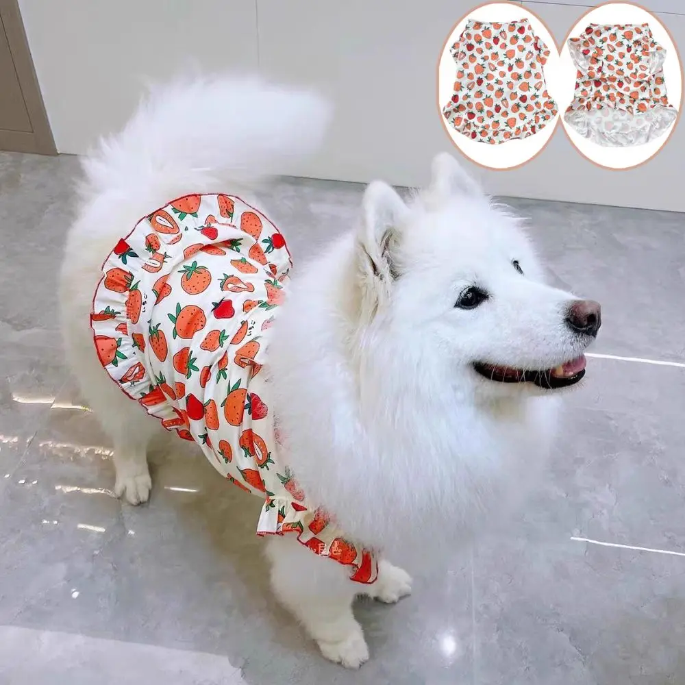 

Strawberry Print Dog Cute Vest Top Big Size Sweet Dog Costumes Breathable Thin Shirts Puppy Cat Clothes For Dogs Puppy Cats