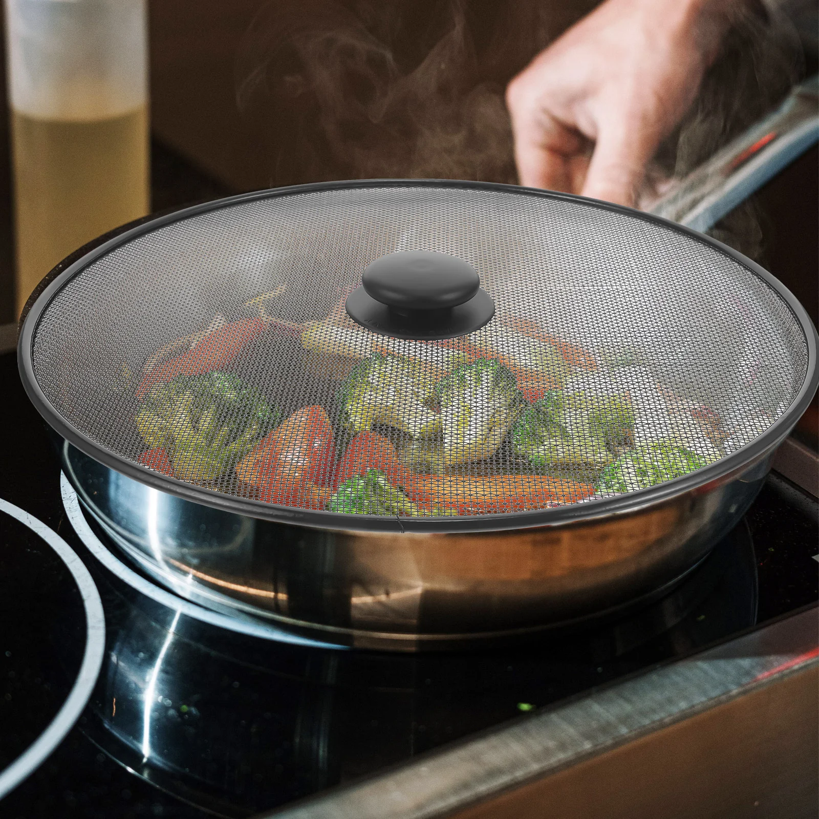 Explosion Proof Pot Lid Skillet Splatter Shield Oil Splash Guard Stove Barbecue Frying Screen Stainless Steel Pan Grease