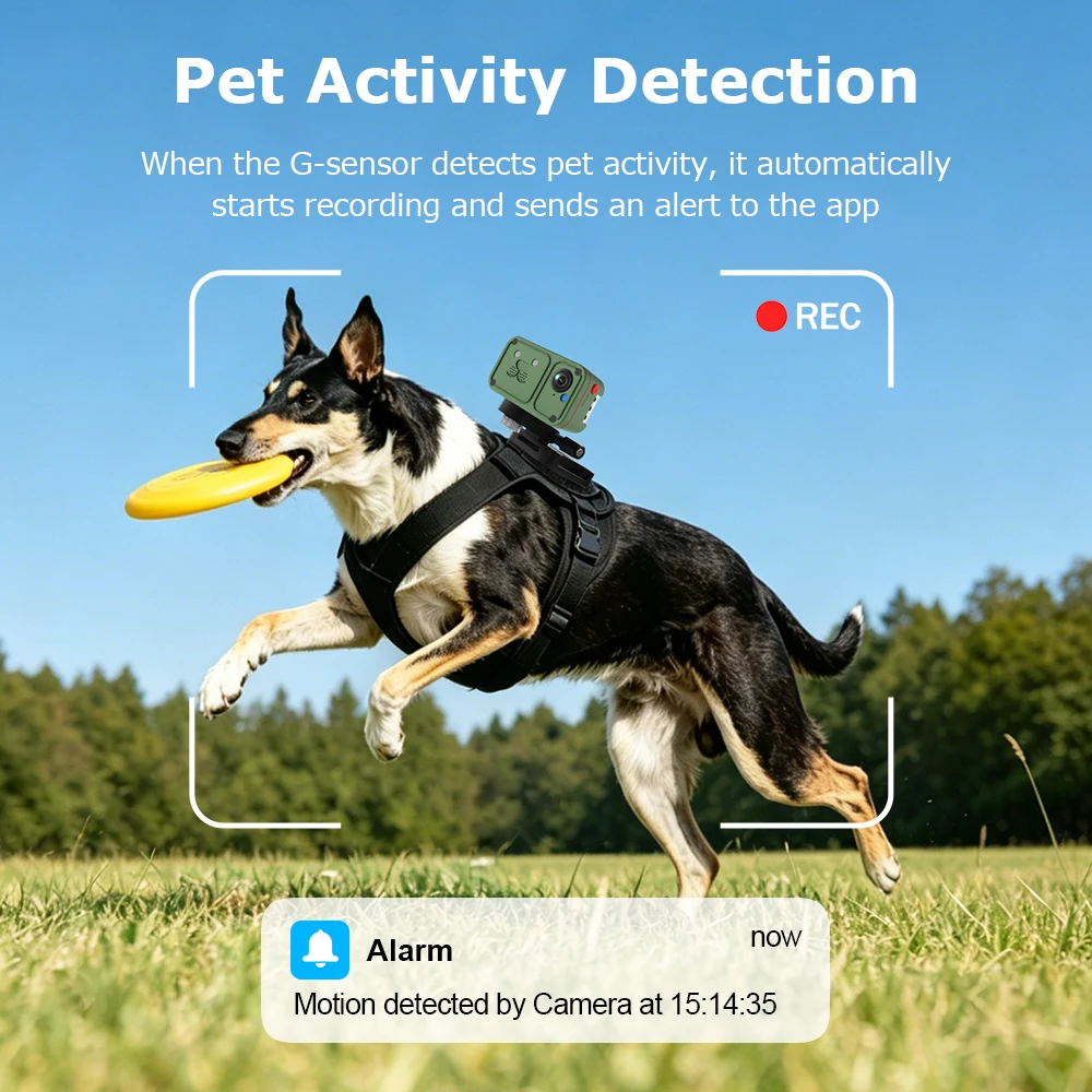SHIWOJIA 4G 1080P Pet POV Camera Wearable Back Frame Pet View Recorder GPS LBS Image Sound Tracking Outdoor Dog Cat Mini Camera